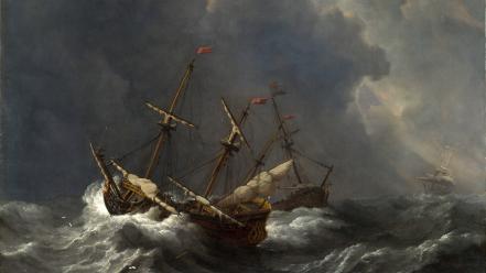 Boats paintings renaissance sea ships wallpaper