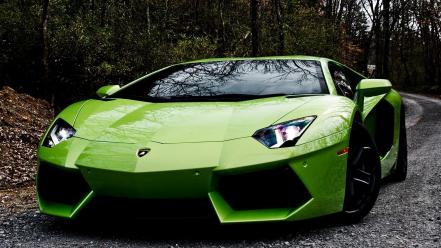 Lamborghini aventador green cars pearlescence streets wallpaper