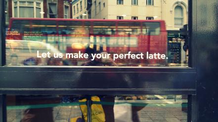 London starbucks bus doors letters wallpaper