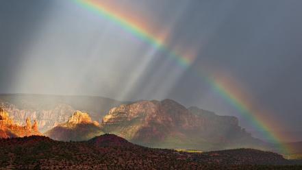 Mountains nature rainbows wallpaper