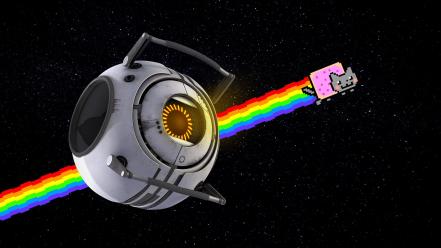 Nyan cat portal 2 space core wallpaper