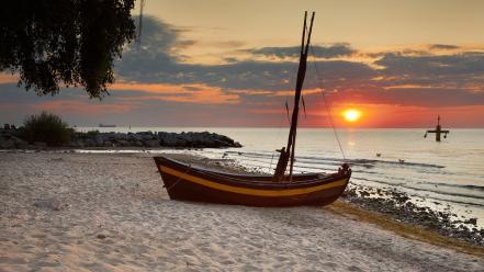 Baltic sea poland beaches boats wallpaper