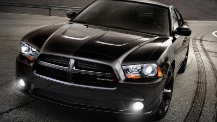 Dodge charger 500 black cars tire tracks wallpaper
