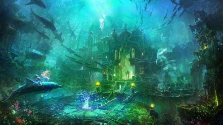 Shuxing li artwork dolphins fantasy art fish wallpaper