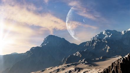 Alien landscapes fantasy art outer space planets rocks wallpaper