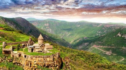 Architecture churches landscapes mountains ruins wallpaper