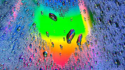 Art design hearts rainbows water drops wallpaper