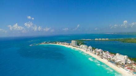 Cancun blue buildings cityscapes nature wallpaper
