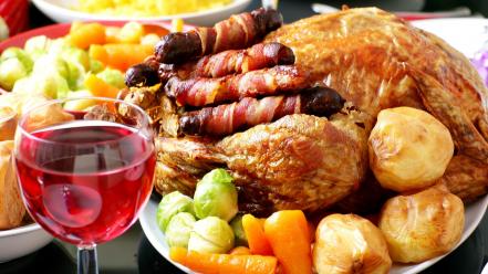 Carrots food potatoes roast chicken sausages wallpaper