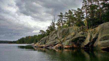 Cliffs clouds lakes landscapes nature wallpaper