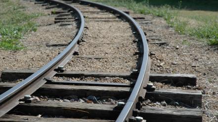 Construction engineering grass railroad tracks railway wallpaper