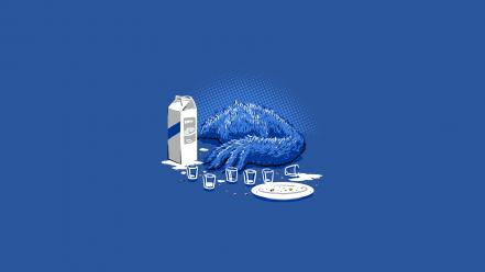 Cookie monster blue cookies funny milk wallpaper