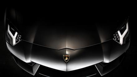 Lamborghini aventador black cars front view wallpaper