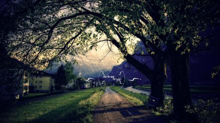 Landscapes mountains paths trees wallpaper