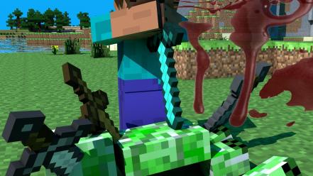 Minecraft steve cinema 4d copyright creeper wallpaper