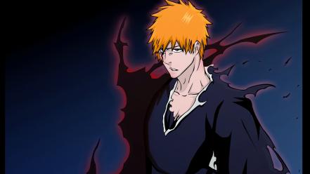 Bleach kurosaki ichigo flames orange hair wallpaper