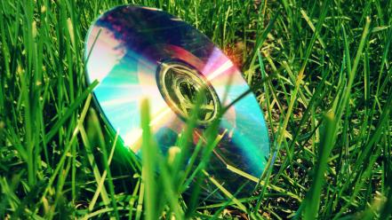 Compact disc green nature technology wallpaper