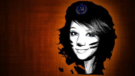 Eyes orange paint communist smiling che guevara wallpaper
