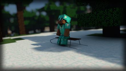 Forest steve minecraft motion blur skyscapes cinema 4d wallpaper