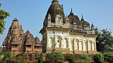 Landscapes trees grass temples india wallpaper