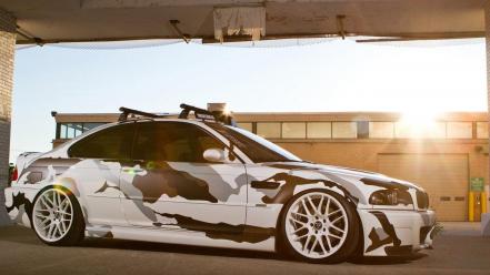 Sunset cars camouflage vehicles wallpaper
