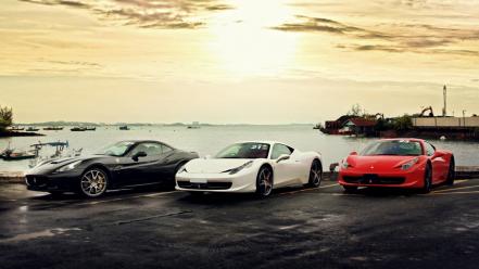Sunset red white ferrari 458 italia california gt3 wallpaper