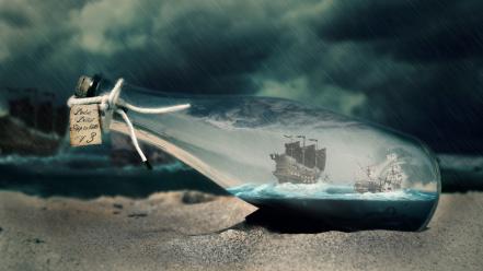 Vortex ship in bottle budai bálint sea wallpaper