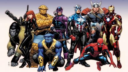Widow marvel hawkeye thing hank mccoy (beast) wallpaper