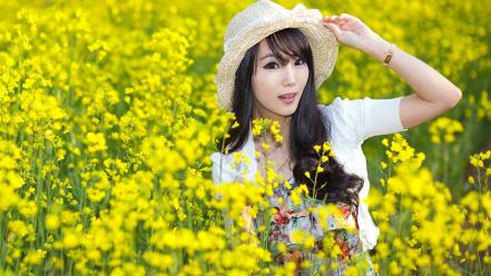 Asians korean im soo yeon black hair wallpaper