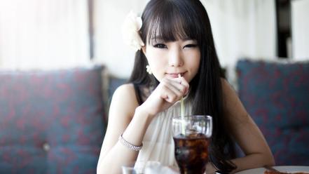 Asians korean im soo yeon black hair wallpaper