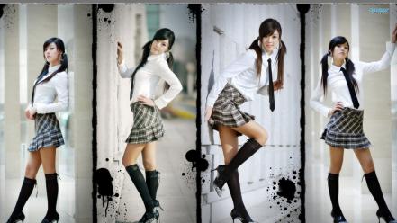 Hee high heels pigtails asians knee socks wallpaper