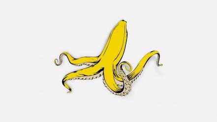 Minimalistic octopus bananas wallpaper