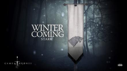 Of thrones is coming banner house stark wallpaper