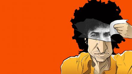 Paper bob dylan caricature musicians orange background wallpaper