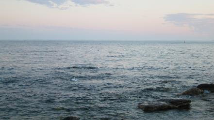 Sunset ocean shore skyscapes wallpaper