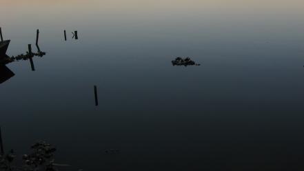 Water trees dark wood boats sunny wallpaper