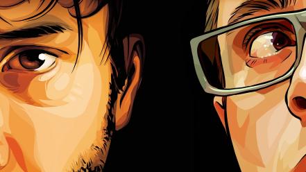 Darkly faces black background men with glasses wallpaper