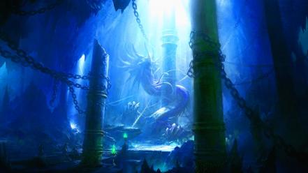 Dragons fantasy art chains wallpaper