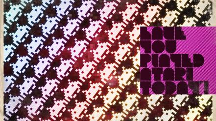 Video games typography space invaders atari retro wallpaper