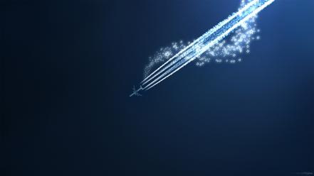 Aircraft shooting star blue background wallpaper