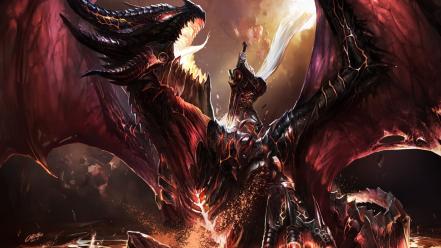 Deathwing digital art world of warcraft: cataclysm wallpaper