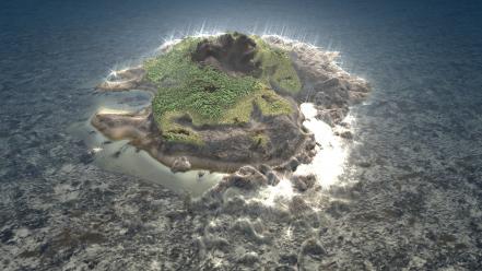 Landscapes jungle forest islands cinema 4d land wallpaper