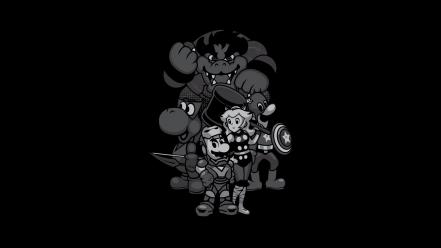 Minimalistic mario funny mushroom kingdom avengers wallpaper