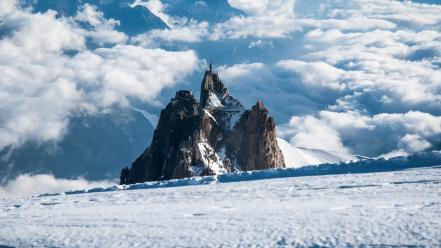 Mountains clouds snow wallpaper