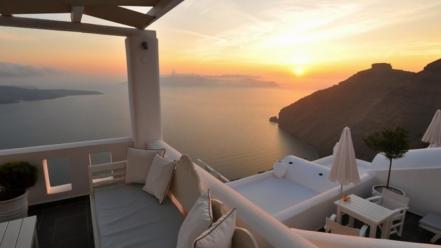 Sun relax santorini wallpaper