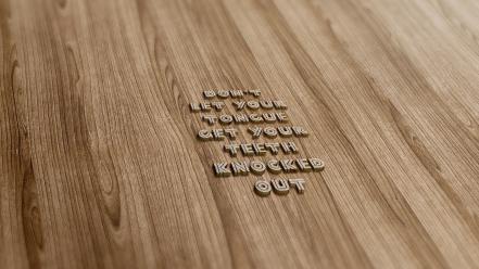 Typography font teeth wood texture wallpaper