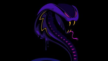 Vector snakes artwork fangs black background wallpaper