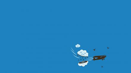 Clouds aircraft don people fun art simple wallpaper