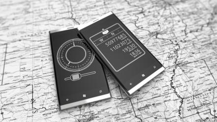 Compasses monochrome concept art smartphones windows phone wallpaper