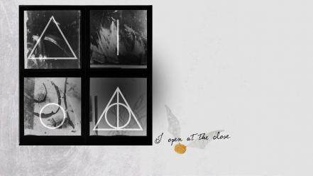 Grayscale and the deathly hallows snitch symbols wallpaper